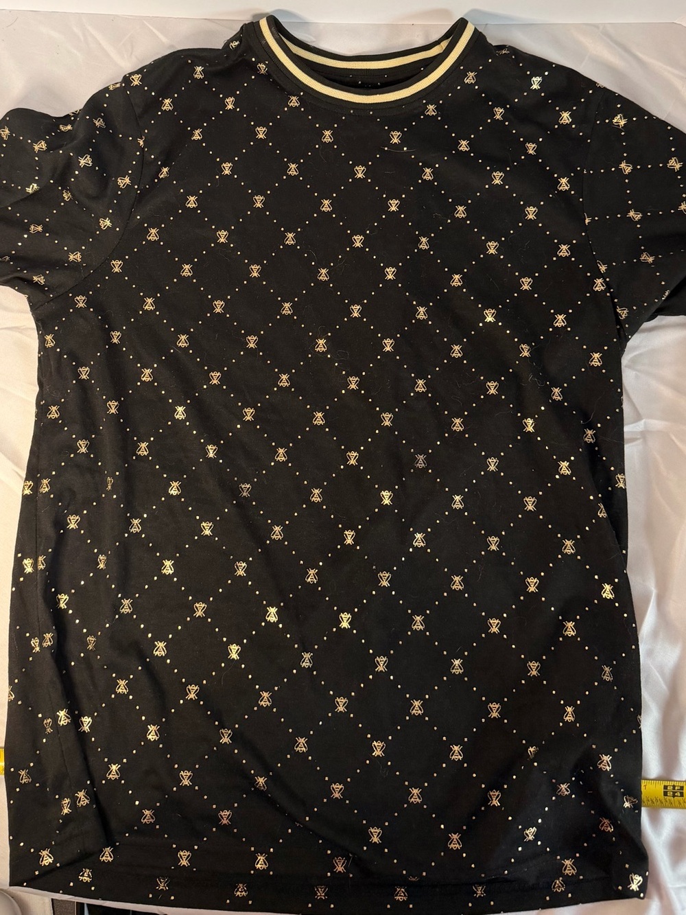 Drill Clothing Company Black Gold Metallic Bee Print T Shirt men's M